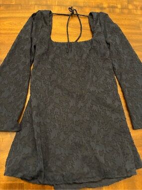 Princess Polly Dress Women’s 10 Mini Dress Long Sleeve Navy Blue Textured